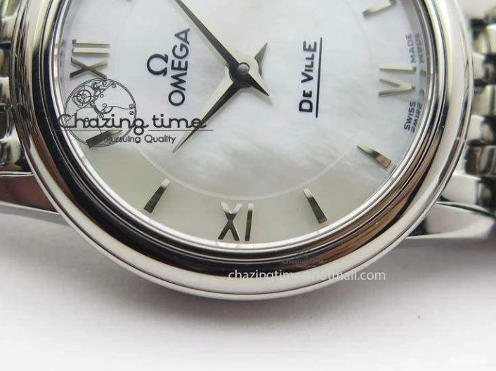 0505 Colorful De Ville 27mm Ladies MK 1:1 Best Edition White MOP Dial On SS Bracelet Ronda Quartz 8191